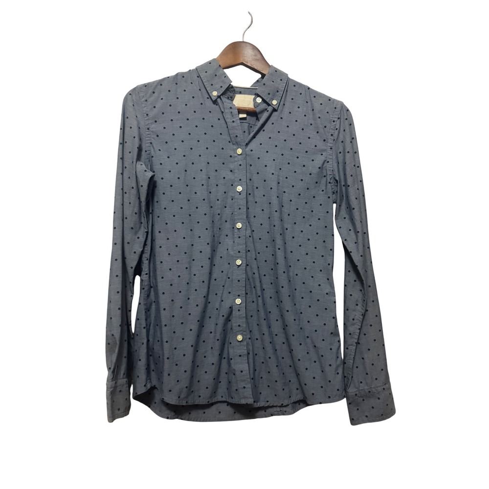 Banana Republic Button Down Mens Small Blue Polka Dot Excellent Soft Wash Cotton